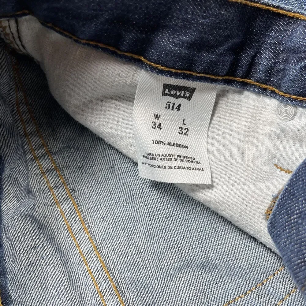 Levi's 514 Jeans Mens 34x32 Blue Medium Wash Straight Regular Denim